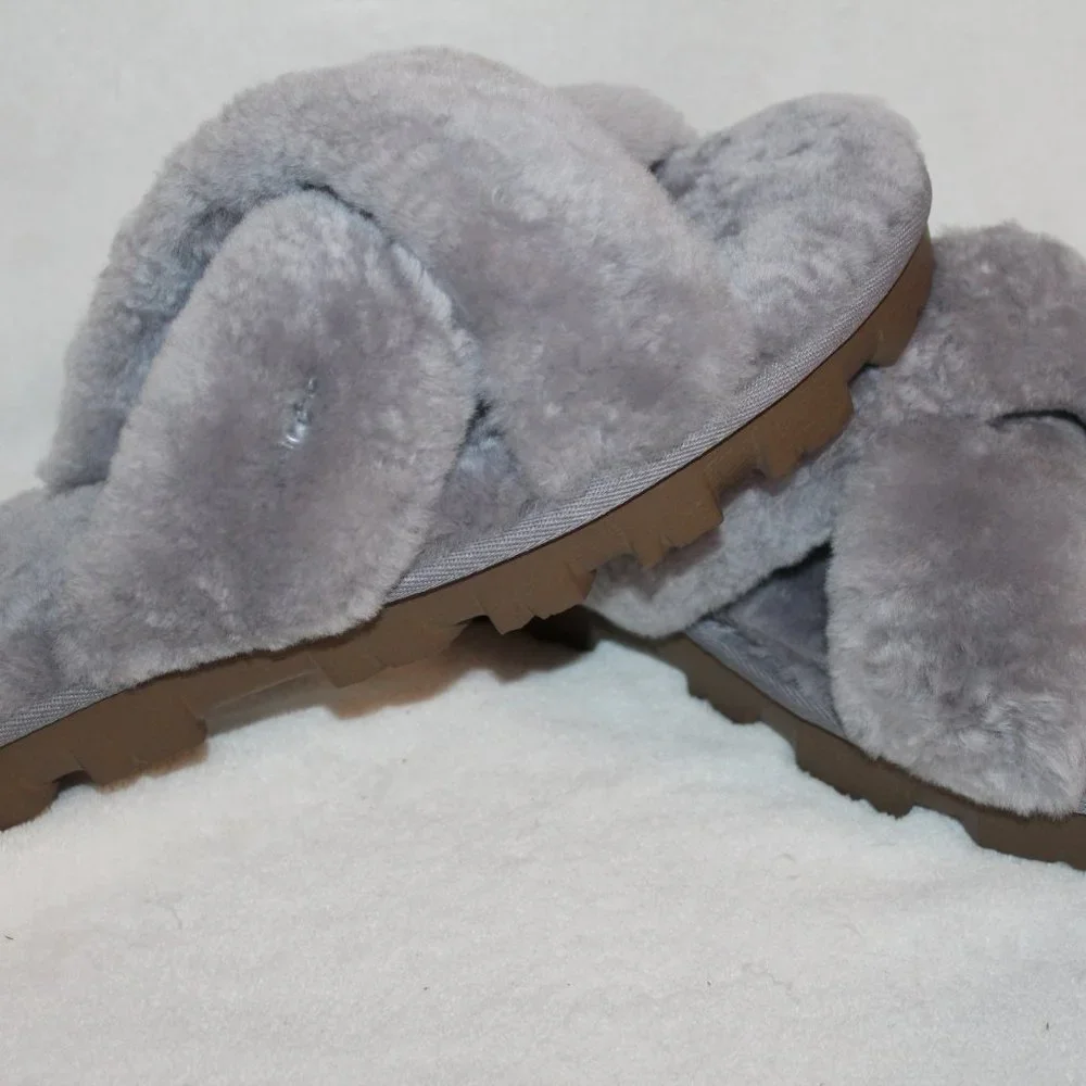 UGG FUZZETTE SHEARLING SLIPPER SANDALS LAVENDER 10
